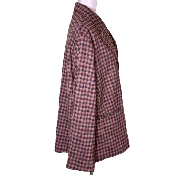 Torrid 1 Neutral Plaid Checkered Blazer Soft Flannel Preppy Academia Old Money - Picture 4 of 12